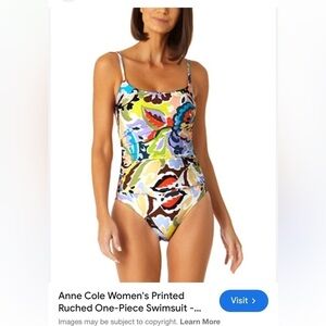 AnneCole Women's Floral ruched One Piece Swimsuit sz 8